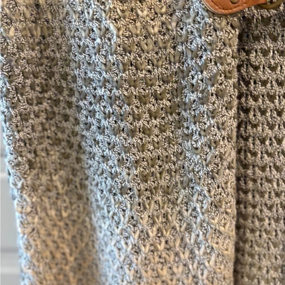 Simply Noelle Knit Equestrian Vest Marled Tan &Gray | Leather Toggle M